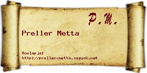 Preller Metta névjegykártya